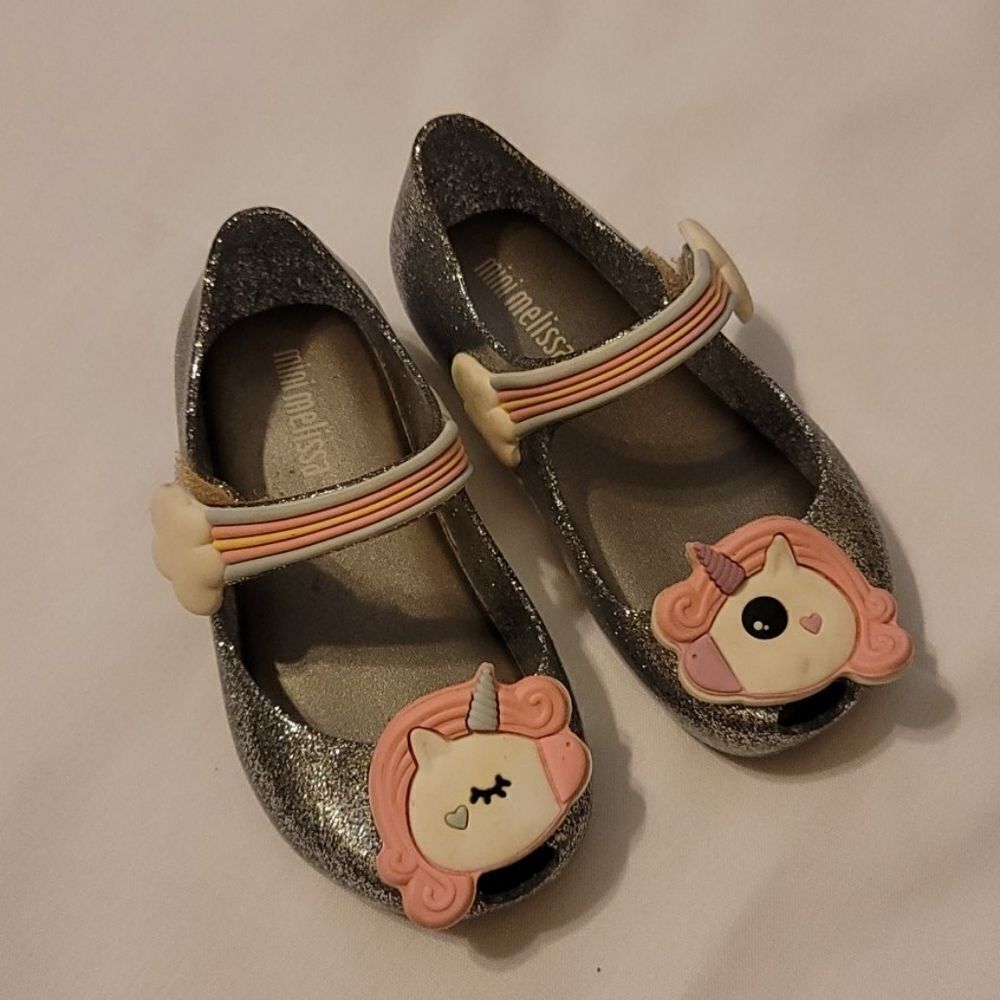 Mini Melissa  unicorn velcro shoes size 6
